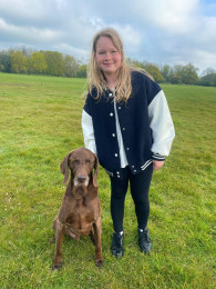 Dog walks with our animals to encourage mindfulness.